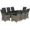 Image de vidaXL Ensemble de jardin bistrot 9 pièces avec coussins Gris Poly rotin