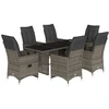 Image de vidaXL Ensemble de jardin bistrot 7 pièces avec coussins Gris Poly rotin