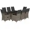 Image de vidaXL Ensemble de jardin bistrot 9 pièces avec coussins Gris Poly rotin