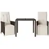 Image de vidaXL Ensemble de jardin bistrot 3 pièces avec coussins Marron Poly rotin