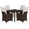 Image de vidaXL Ensemble de jardin bistrot 5 pièces avec coussins Marron Poly rotin