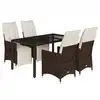 Image de vidaXL Ensemble de jardin bistrot 5 pièces avec coussins Marron Poly rotin