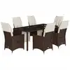 Image de vidaXL Ensemble de jardin bistrot 7 pièces avec coussins Marron Poly rotin