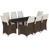 Image de vidaXL Ensemble de jardin bistrot 9 pi ¨ces avec coussins Marron Poly rotin