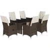 Image de vidaXL Ensemble de jardin bistrot 7 pièces avec coussins Marron Poly rotin