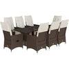 Image de vidaXL Ensemble de jardin bistrot 9 pièces avec coussins Marron Poly rotin