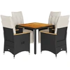 Image de vidaXL Ensemble de jardin bistrot 5 pièces avec coussins noir Poly rotin