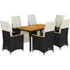 Image de vidaXL Ensemble de jardin bistrot 7 pièces avec coussins noir poly rotin