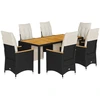 Image de vidaXL Ensemble de jardin bistrot 7 pièces avec coussins noir poly rotin