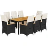 Image de vidaXL Ensemble de jardin bistrot 9 pièces avec coussins noir poly rotin