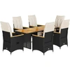 Image de vidaXL Ensemble de jardin bistrot 7 pièces avec coussins noir poly rotin