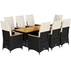 Image de vidaXL Ensemble de jardin bistrot 9 pièces avec coussins noir poly rotin