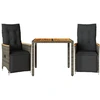 Image de vidaXL Ensemble de jardin bistrot 3 pièces avec coussins Gris Poly rotin