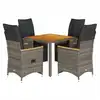 Image de vidaXL Ensemble de jardin bistrot 5 pièces avec coussins Gris Poly rotin