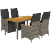 Image de vidaXL Ensemble de jardin bistrot 5 pièces avec coussins Gris Poly rotin