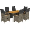 Image de vidaXL Ensemble de jardin bistrot 7 pièces avec coussins Gris Poly rotin