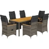 Image de vidaXL Ensemble de jardin bistrot 7 pièces avec coussins Gris Poly rotin