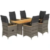 Image de vidaXL Ensemble de jardin bistrot 7 pièces avec coussins Gris Poly rotin