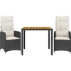 Image de vidaXL Ensemble de jardin bistrot 3 pièces avec coussins noir Poly rotin