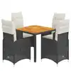 Image de vidaXL Ensemble de jardin bistrot 5 pièces avec coussins noir Poly rotin