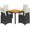 Image de vidaXL Ensemble de jardin bistrot 5 pièces avec coussins noir Poly rotin