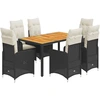 Image de vidaXL Ensemble de jardin bistrot 7 pièces avec coussins noir poly rotin