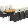 Image de vidaXL Ensemble de jardin bistrot 7 pièces avec coussins noir poly rotin