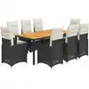 Image de vidaXL Ensemble de jardin bistrot 9 pièces avec coussins noir poly rotin