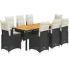 Image de vidaXL Ensemble de jardin bistrot 9 pièces avec coussins noir poly rotin