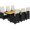 Image de vidaXL Ensemble de jardin bistrot 7 pièces avec coussins noir poly rotin