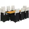 Image de vidaXL Ensemble de jardin bistrot 9 pièces avec coussins noir poly rotin