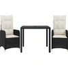 Image de vidaXL Ensemble de jardin bistrot 3 pièces avec coussins noir Poly rotin