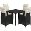 Image de vidaXL Ensemble de jardin bistrot 5 pièces avec coussins noir Poly rotin
