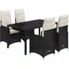 Image de vidaXL Ensemble de jardin bistrot 5 pièces avec coussins noir Poly rotin