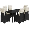 Image de vidaXL Ensemble de jardin bistrot 7 pièces avec coussins noir poly rotin