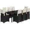 Image de vidaXL Ensemble de jardin bistrot 9 pièces avec coussins noir poly rotin