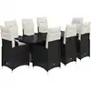 Image de vidaXL Ensemble de jardin bistrot 9 pièces avec coussins noir poly rotin
