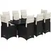 Image de vidaXL Ensemble de jardin bistrot 9 pièces avec coussins noir poly rotin