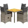 Image de vidaXL Ensemble de jardin bistrot 5 pièces avec coussins Gris Poly rotin
