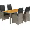 Image de vidaXL Ensemble de jardin bistrot 5 pièces avec coussins Gris Poly rotin