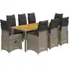 Image de vidaXL Ensemble de jardin bistrot 9 pièces avec coussins Gris Poly rotin