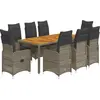 Image de vidaXL Ensemble de jardin bistrot 9 pièces avec coussins Gris Poly rotin