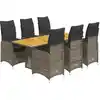 Image de vidaXL Ensemble de jardin bistrot 7 pièces avec coussins Gris Poly rotin