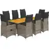 Image de vidaXL Ensemble de jardin bistrot 9 pièces avec coussins Gris Poly rotin