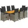 Image de vidaXL Ensemble de jardin bistrot 9 pièces avec coussins Gris Poly rotin