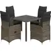 Image de vidaXL Ensemble de jardin bistrot 5 pièces avec coussins Gris Poly rotin