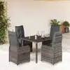 Image de vidaXL Ensemble de jardin bistrot 5 pièces avec coussins Gris Poly rotin