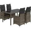 Image de vidaXL Ensemble de jardin bistrot 5 pièces avec coussins Gris Poly rotin