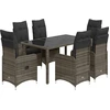 Image de vidaXL Ensemble de jardin bistrot 7 pièces avec coussins Gris Poly rotin