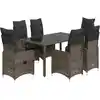 Image de vidaXL Ensemble de jardin bistrot 5 pièces avec coussins Gris Poly rotin